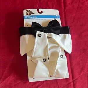 Special Occasions Tuxedo Bow Tie and Cuff Set - Black and White